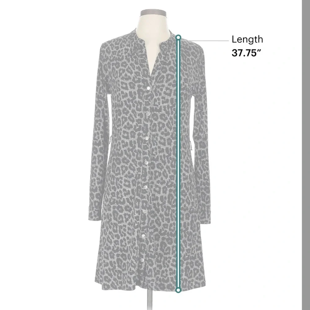 Michael Kors Gray Animal Print Long Sleeve Dress